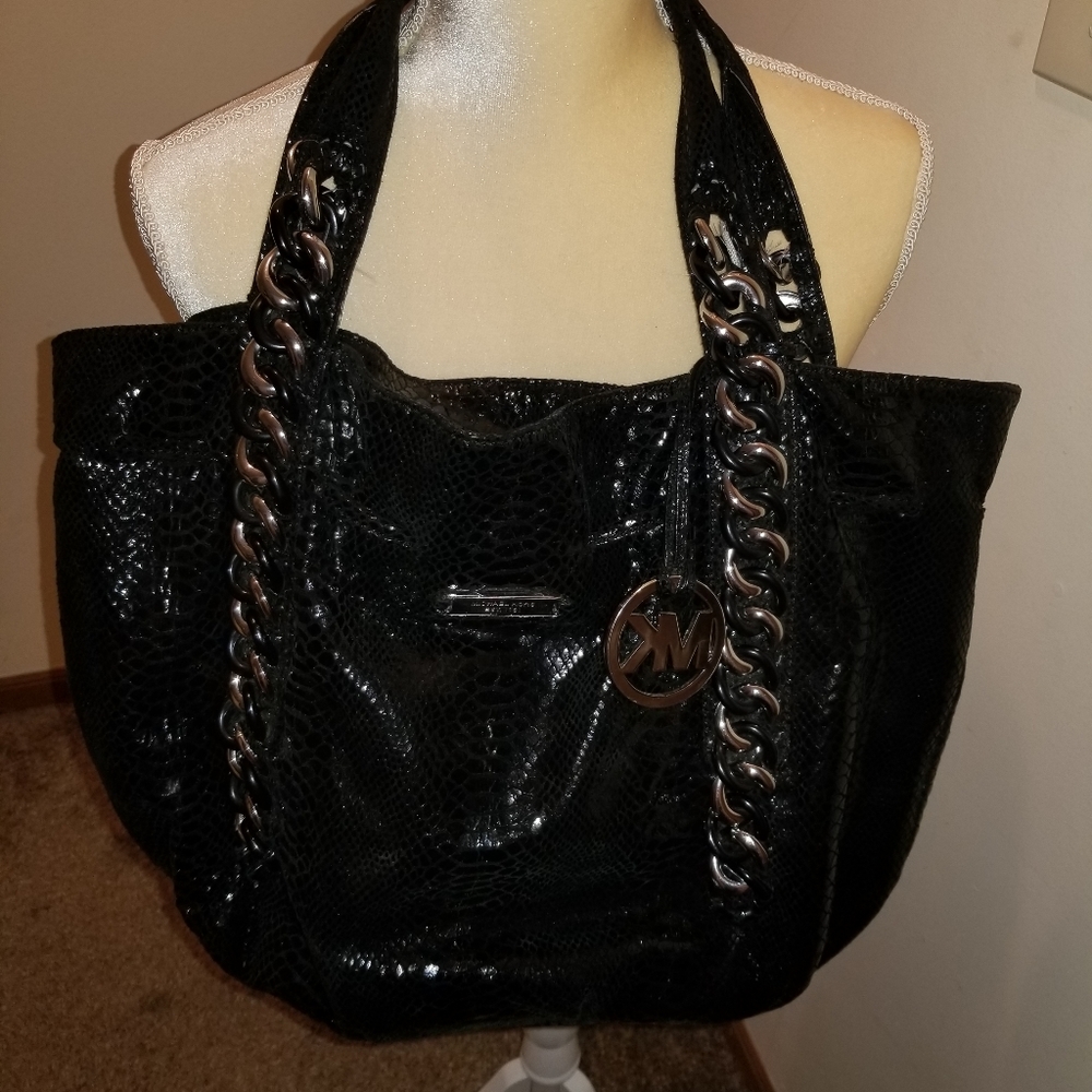 Michael Michael Kors Black Python Embossed Leathe… - image 5